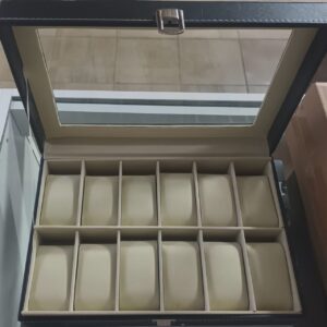 12 slot pu leather watch display storage box organizer black luxurious pu leather watch case