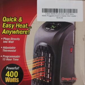 400w pluggable electric heater wall heater 