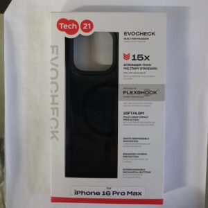 tech21 evo check apple iphone 16 pro max case with magsafe smokey black 