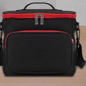 dim insulated cooler lunch bag red black