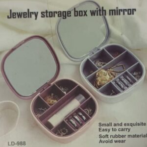 portable travel multiple compartments jewellery storage box with mirror grey 