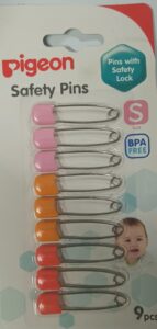 pigeon baby safety pins 9 pack secure durable for baby clothing secure and rust resistant safety pins ideal for fastening baby clothes nappies and accessories.
