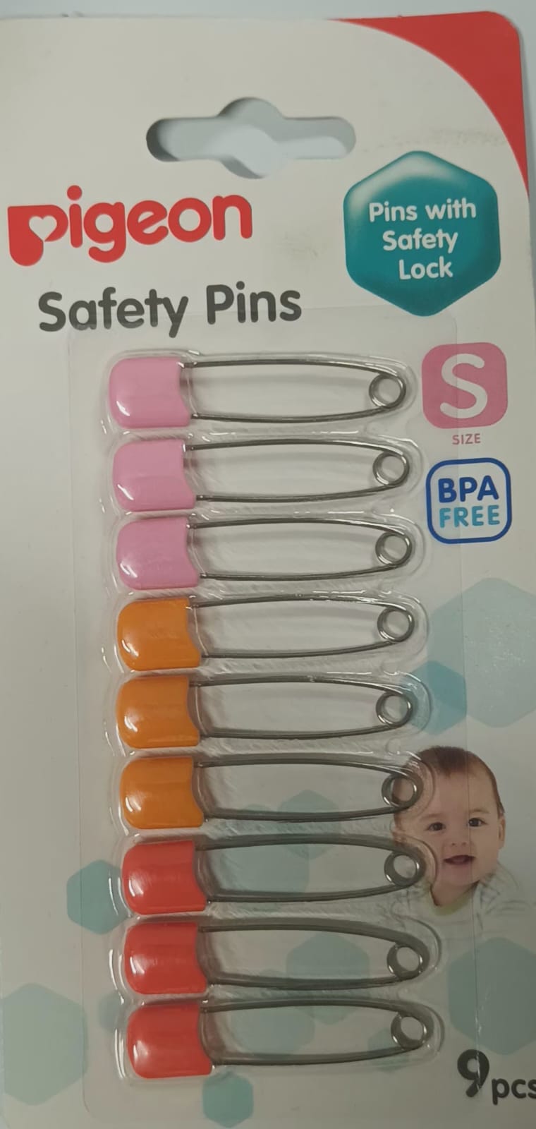pigeon baby safety pins 9 pack secure durable for baby clothing secure and rust resistant safety pins ideal for fastening baby clothes nappies and accessories. pigeon baby safety pins 9 pack secure durable for baby clothing secure and rust resistant safety pins ideal for fastening baby clothes nappies and accessories.