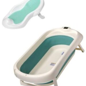 chenshia foldable baby bathtub set with thermometer adjustable support cushions pink pink 0 36 months baby safety and support