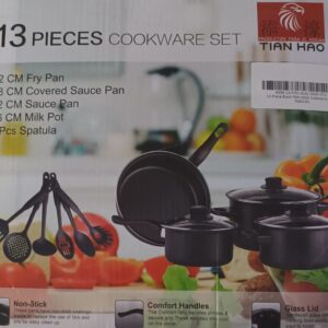 13 piece black non stick cookware set