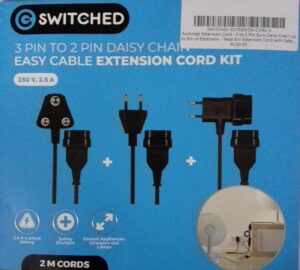 switched extension cord 3 to 2 pin euro daisy chain up to 6m of extension neat 6m extension cord with safety shutters