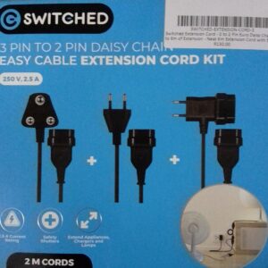 switched extension cord 3 to 2 pin euro daisy chain up to 6m of extension neat 6m extension cord with safety shutters
