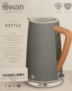 swan nordic 1 7 litre sltainless steel cordless kettle with rubber finish