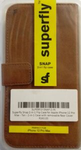superfly snap 2 in 1 flip case for apple iphone 12 pro max tan 2 in 1 case with removable rear cover