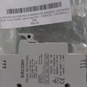 solar fuse holder (warning led) 1000vdc / 10x38mm / 30a