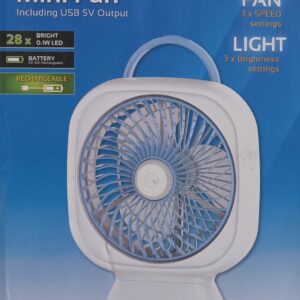 eurolux portable rehargeable usb mini hand fan including recharge cable.