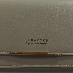 multi compartment crossbody wallet with stitched inner card slots grey women